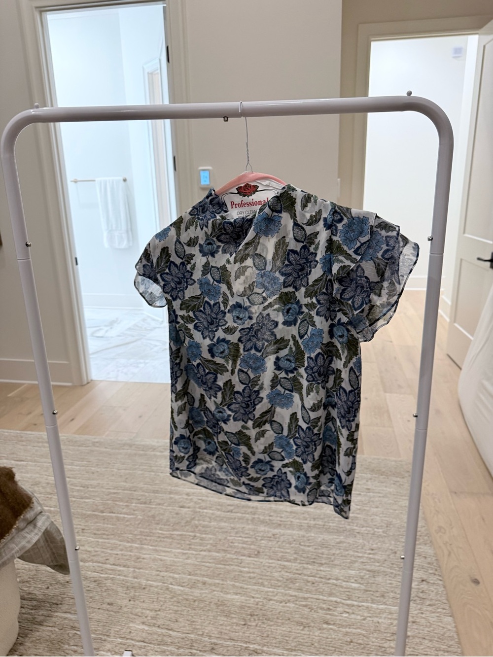 Misa Los Angeles Blue and White Floral V-Neck - Picture 2 of 3